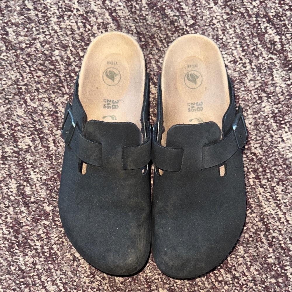 Birkenstock Black Leather Clogs